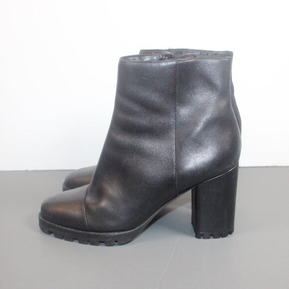 Women’s Size 9.5 Arezzo Black Leather Heeled Boots | Y2K 90s Classic Style - Picture 1 of 13